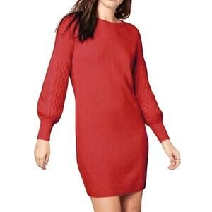 BB Dakota Steve Madden NWT XS Red sweater dress cable knit balloon sleeve